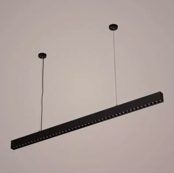 45W 3382 Hanging Linear Light Black with 9 Reflectors