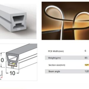 FB-1010 with Collar Top View Flexible Silicon Linear Profile