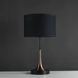 Engrace Table Lamp – Metal & Black Fabric 300mm