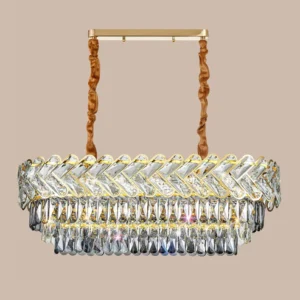 Crystal Chandeliers (Gold) – 800mm Length, 350mm Height