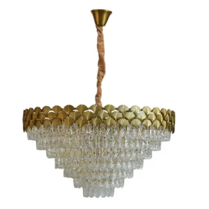 Shine Luxury Chandelier – Gold and Clear Finish (600 mm Diameter)