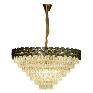 Shine Luxury Chandelier – Gold and Clear Finish (800 mm Diameter)